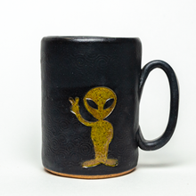 Load image into Gallery viewer, Alien Design Handmade, in Ohio, Ceramic 16oz Black Mug
