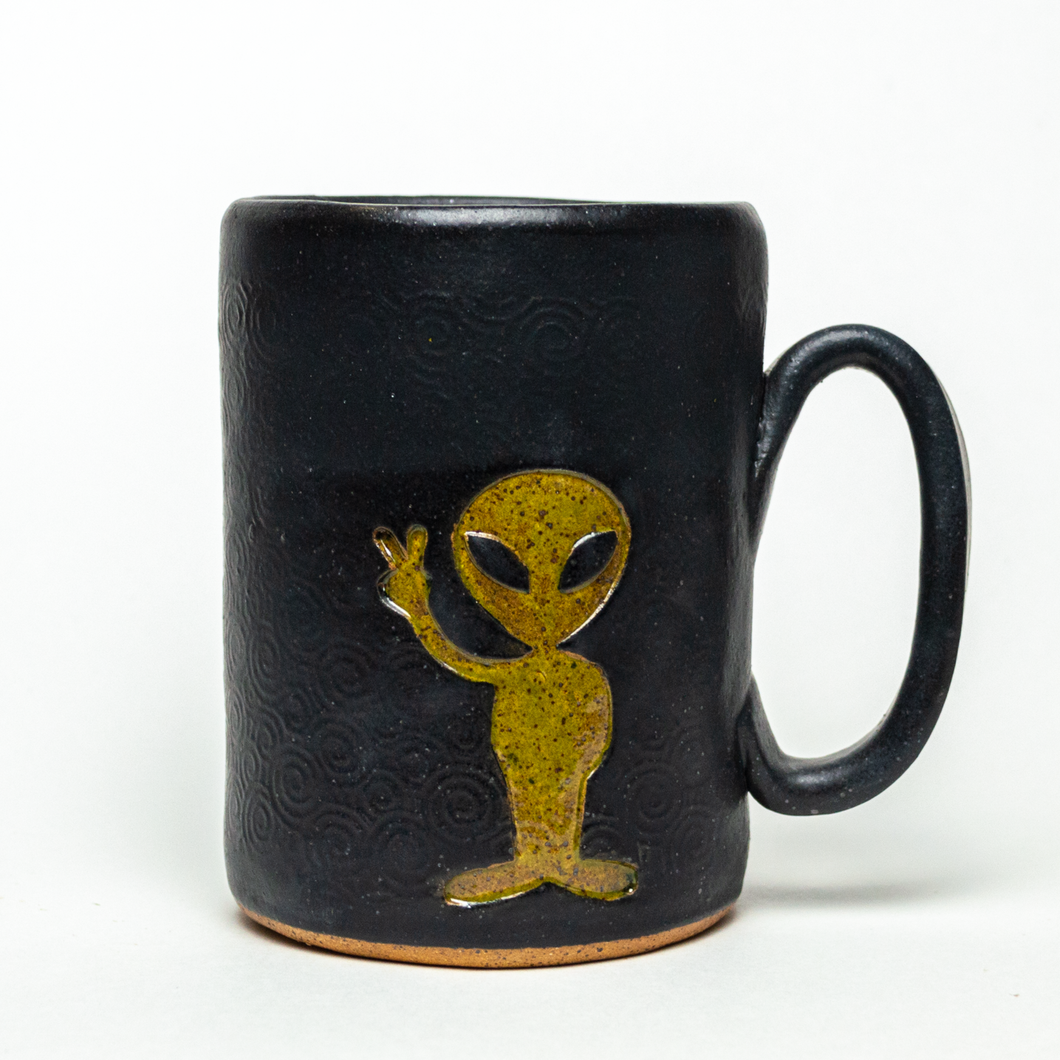 Alien Design Handmade, in Ohio, Ceramic 16oz Black Mug