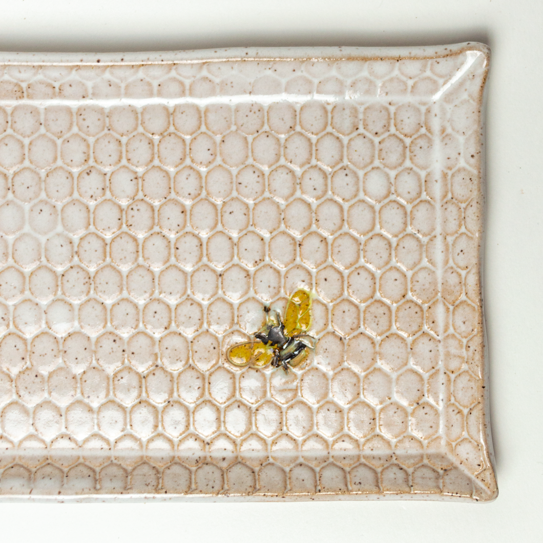 Bee Pattern Handmade Ceramic White 10