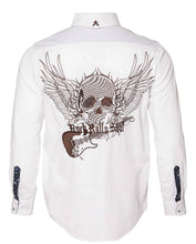 Load image into Gallery viewer, Flying Skull &amp; Guitar: L / White
