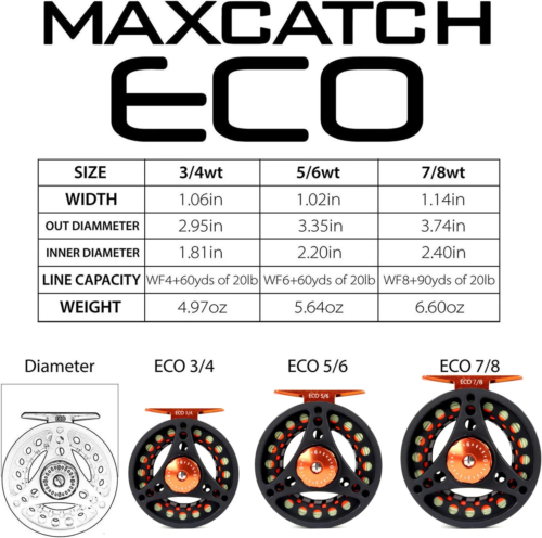 Maximumcatch High Quality ECO 7 Wt. Fly Reel Large Arbor Aluminum